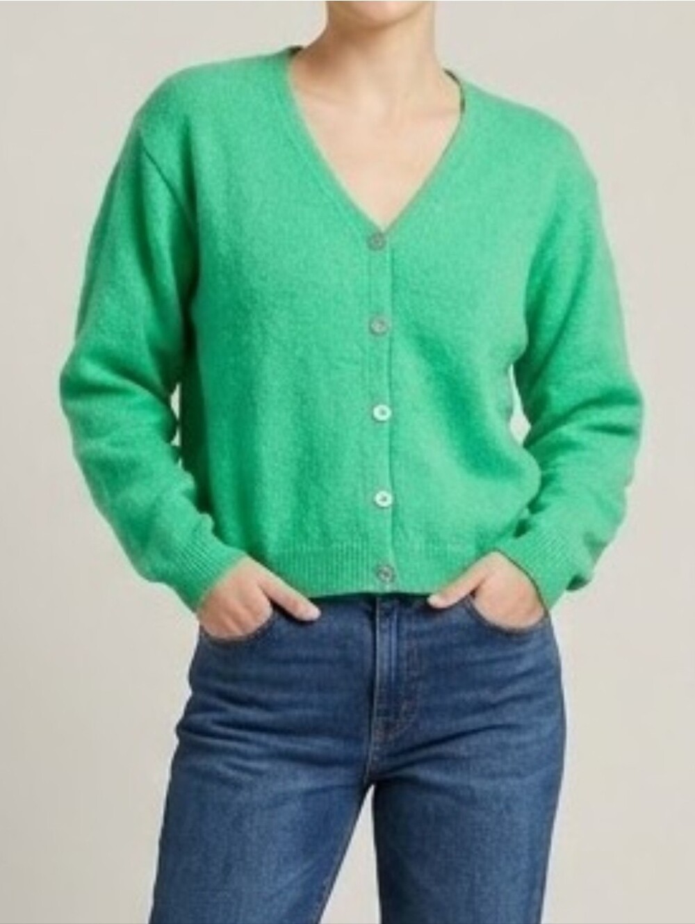 NWT V-Neck Long Sleeve Soft Cozy Button Up Knit Cardigan Green Women's XL